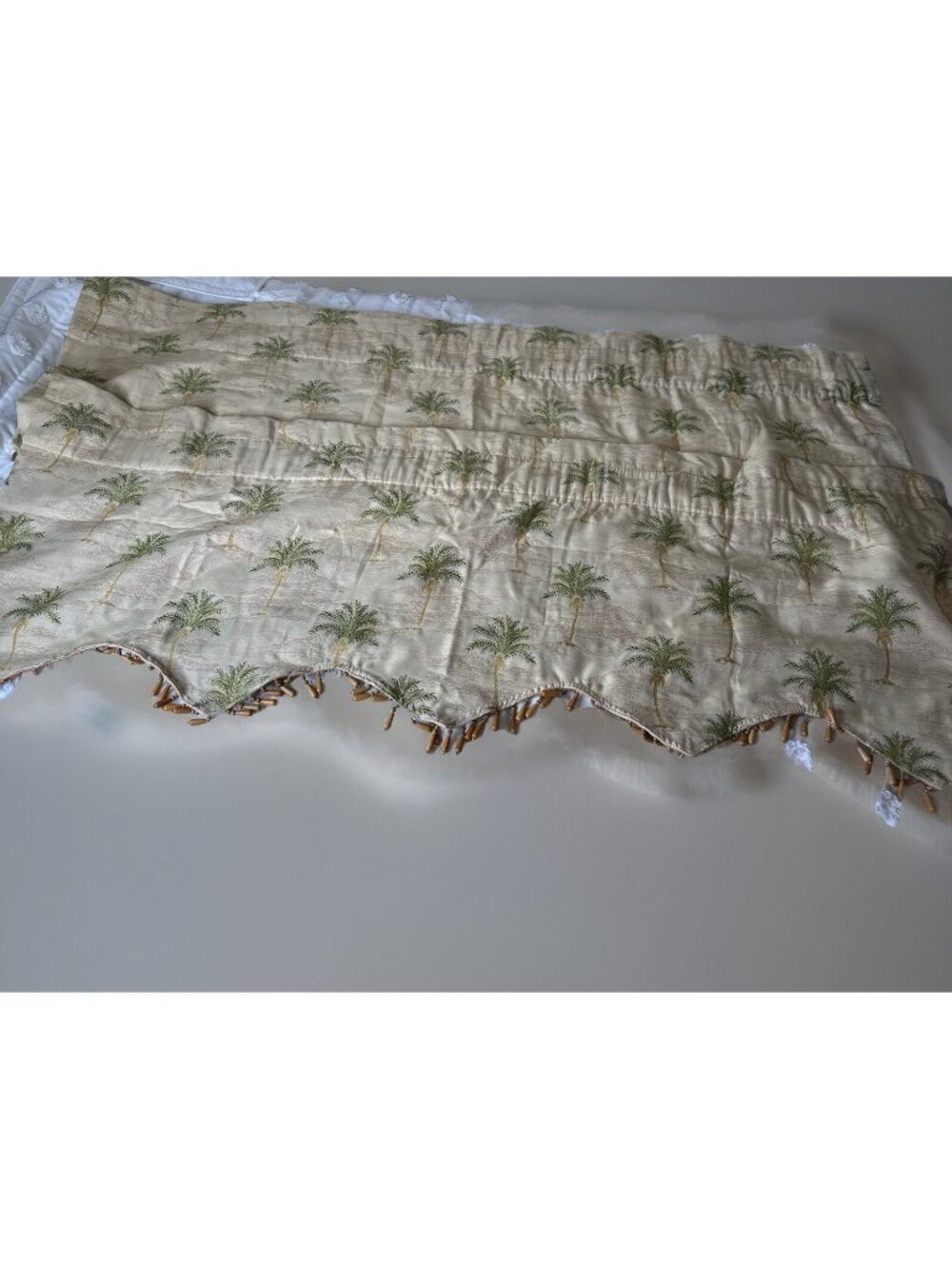 2 Kensington Home Tapestry Palm Tree Valance Tropical Beaded Coastal Home 54x18